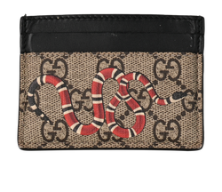 Gucci Snake Card Holder, Leather, Beige/Black, 2091, 2*